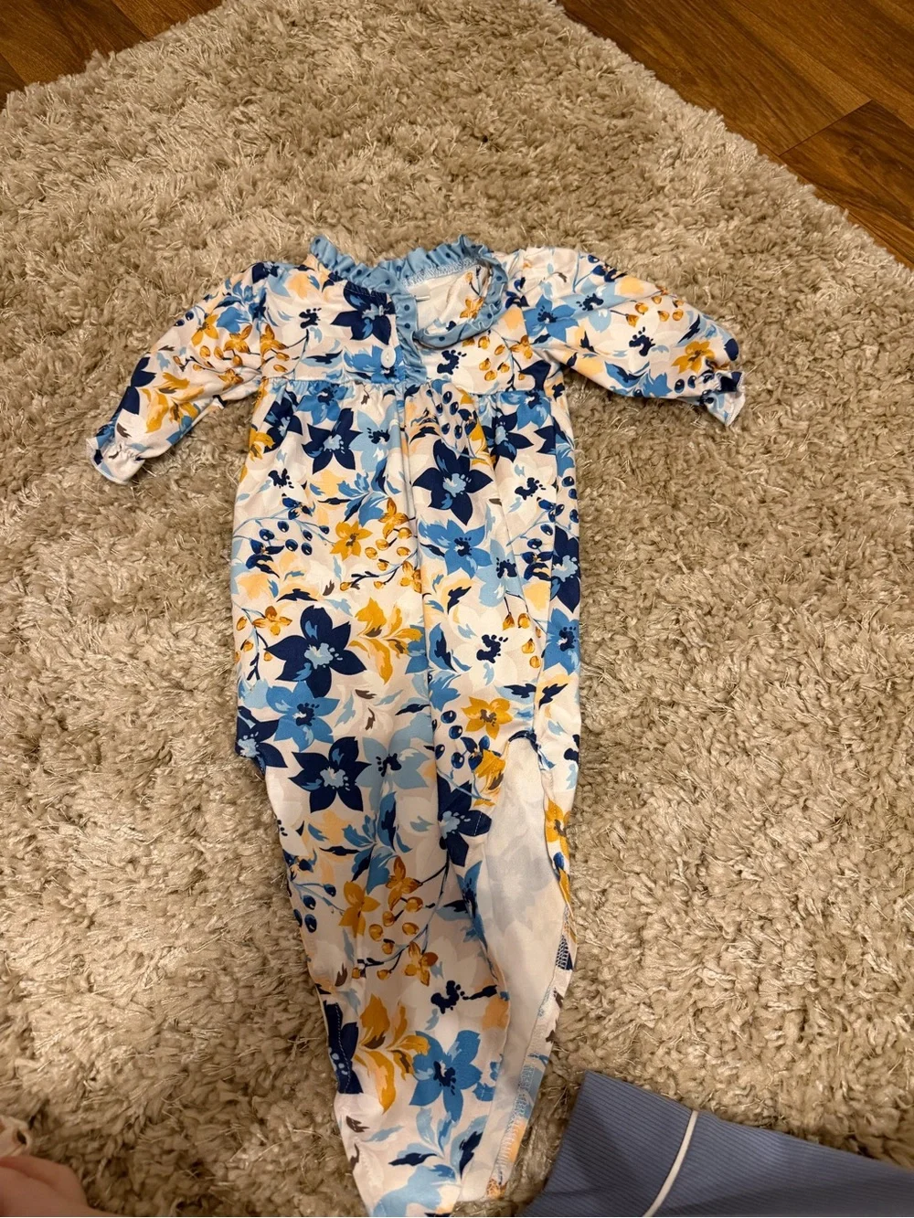 Floral Baby Sleeper in Blue and Yellow